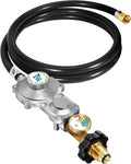 GasSaf 5FT 2 Stage Propane Regulator with Hose and Gauge for RV, Generators, Camp Stoves, Gas Grills, Heaters - Standard POL Connection Fits 5-100 lb Propane Tanks