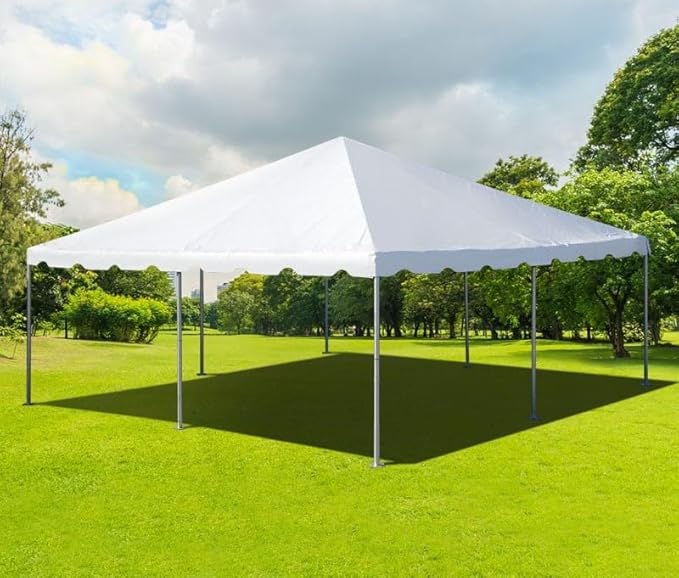 Party Tents Direct 20x20 Canopy Tent, West Coast Steel Frame, White Heavy Duty Waterproof PVC Vinyl Event Tent Pavilion Gazebo for Weddings, Parties and Outdoor Events