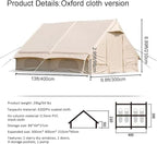 Large Luxury Inflatable Camping Tent Cotton Canvas Tent, Breathable and Waterproof Air Tent with Skylight and Stove Jack Hole for for 4-6-8-10 Person Family Camping