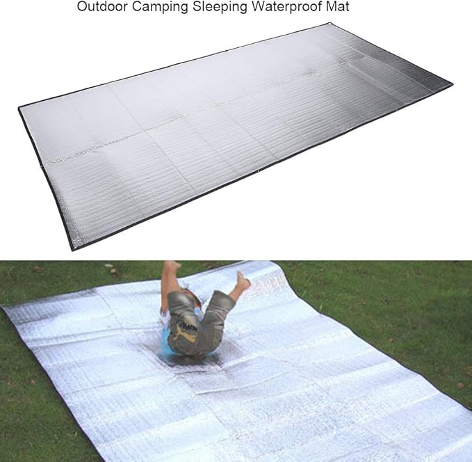 Aluminum Foil EVA Sleeping Mattress Mat Pad for Outdoor Camping Hiking Travel Picnic Silver(59.1 x 78.8inch)