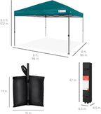 Best Choice Products 8x8ft Pop Up Canopy Tent, Outdoor Shade, 1 Person 1 Minute Set Up, Carry Case, 4 Weight Bags - Cerulean