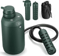 Portable Water filetr Camping Dual 0.01 Micron Water Filtration System for Outdoor Backpacking, Hiking, Emergency - Dual Filters Version - Green