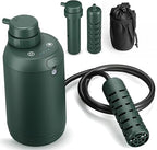 Portable Water filetr Camping Dual 0.01 Micron Water Filtration System for Outdoor Backpacking, Hiking, Emergency - Dual Filters Version - Green