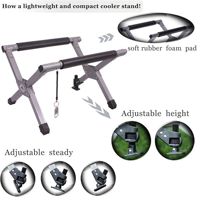Ablazer Folding Cooler Stand with Carry Bag, Anti-Slip for Camping Hiking BBQ Cooking Picnic Outdoor, Light Weight Foldable Fridge Ice Box Holder