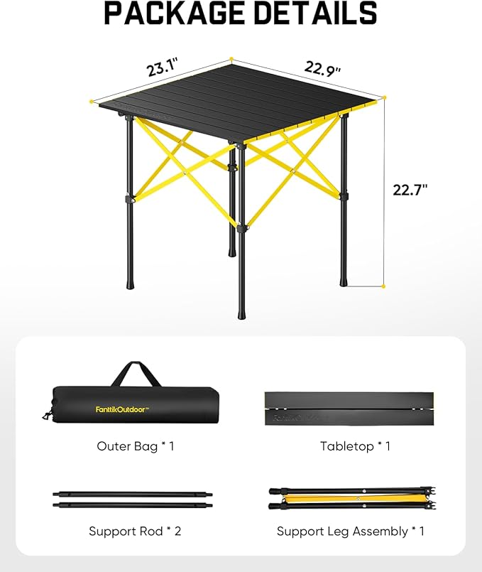 FanttikOutdoor Zeta V11 Pro Camping Table, Portable & Lightweight Folding Roll Up Table with Carry Bag, Ideal for Camping, BBQ, Picnic, Party, Outdoor Dining, Medium