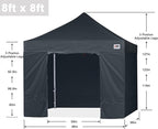ABCCANOPY Easy Pop Up Canopy Tent with Sidewalls Commercial -Series, Black