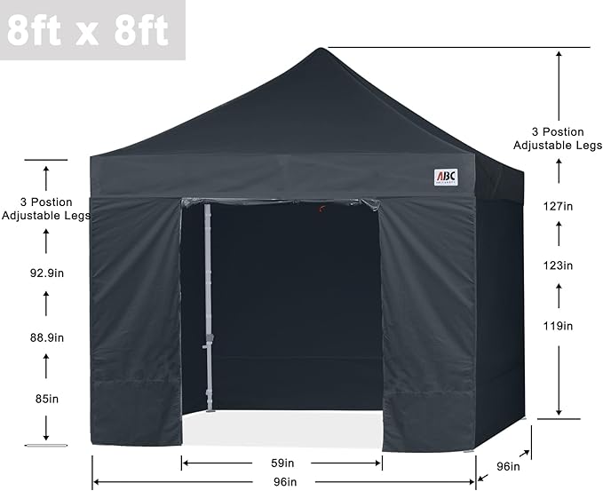 ABCCANOPY Easy Pop Up Canopy Tent with Sidewalls Commercial -Series, Black