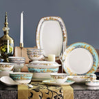 Pottery Tableware,56Pcs Ceramic Dinnerware Sets, Porcelain Tableware Combi-Set Includes Cereals Bowls/Dessert Plates/Soup Plates/Dinner Plates