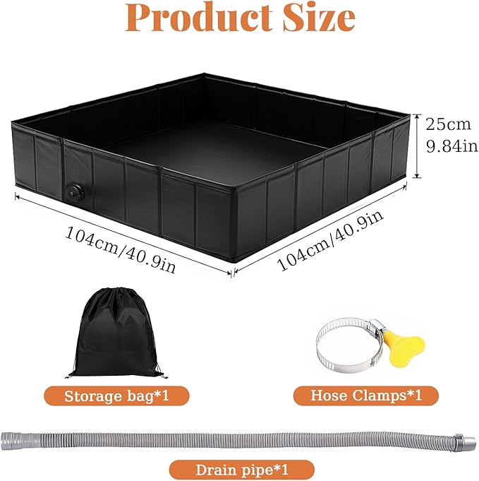Portable Shower Pan 41"x41"x10" Large Outdoor Shower Tray Foldable Shower Base & Basin Floor for Camping RV Beach Pool Deck Pet Bathing Outdoor Indoor Shower Stall Enclosures