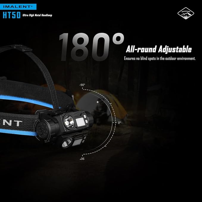 IMALENT HT50 Rechargeable Headlamp, 3000 Lumen Lightweight Flashlight with Red Light, Super Bright Head Lamp for Camping, Outdoor, Running and Hiking
