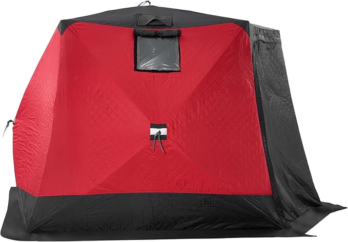 VEVOR Portable Pop-Up Tent, 1-8 Person Insulated Shelter, Large Fishing Area, Hub-Style Shanty for Winter Fishing, Waterproof Oxford Ice Cube with Anchors/Ropes/Carrying Bag