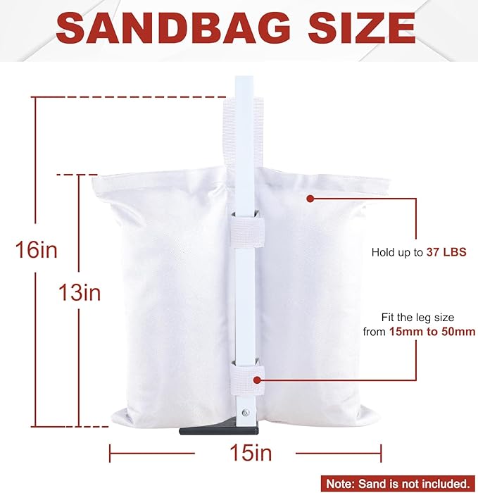 ABCCANOPY Canopy Weights 120 LBS Tent Sand Bags,4-Pack White (Without Sand)