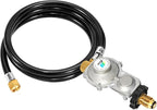 GasSaf 5FT 2 Stage Propane Regulator with Hose, 90 Degrees RV Propane Regulator for Dual Fuel Generator, RV, Camp Stoves, Gas Grills, Heaters - Standard POL Connection Fits 5-100 lb Propane Tanks