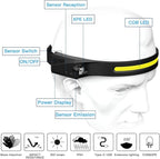 ALFU 3PCS Rechargeable LED Headlamp with All Perspectives Induction 230° Illumination,Wide-Beam 350 Lumen Super Bright, 5 Light Modes,Weatherproof Sensor Camping Headlamps,for Hiking Cycling Fishing