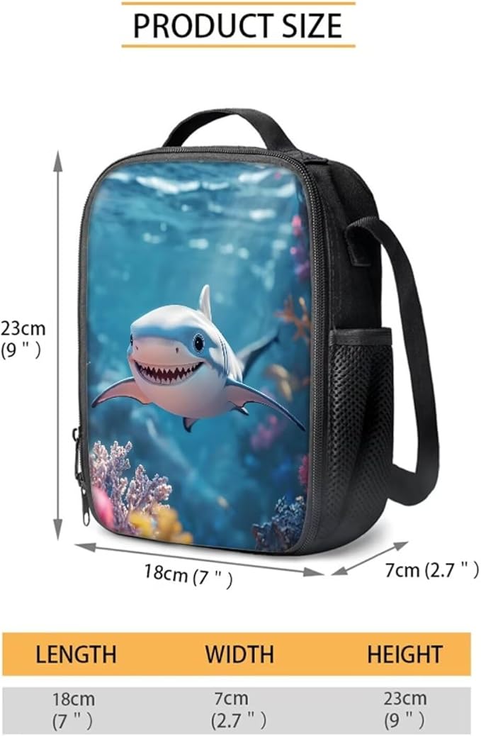 Shark Backpack for Boys With Lunchbox 3 Piece Backpack Set 17 Inch Soft Zipper Pencil Case Kindergarten Elementary Middle Travel Backpacks for Kids Mochilas Escolares Para Niños