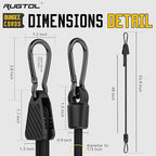 Bungee Cords, Adjustable Bungee Cord with Carabiner Hooks Heavy Duty Outdoor 48 inch Long, Adjust Length Black Elastic Ropes Tie Downs Cable with Clips On Both Ends for Trucks Bike Rack Tarps, 6 Pack
