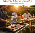 Blackstone Griddle Set 7-Piece w/2 Towels - 3mm Stainless Steel Spatulas, Scraper & Oil Bottles - Professional BBQ Tools for Blackstone/Camp Chef/Hibachi