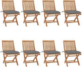 Folding Patio Chairs with Cushions 8 pcs,Portable Camping Chair,Outdoor Lounge Chair,Bistro Table and Chairs outdoor,Garden Chair,Outdoor Dining Chairs,Features 2 Sets of Ropes, Solid Teak Wood