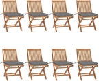 Folding Patio Chairs with Cushions 8 pcs,Portable Camping Chair,Outdoor Lounge Chair,Bistro Table and Chairs outdoor,Garden Chair,Outdoor Dining Chairs,Features 2 Sets of Ropes, Solid Teak Wood