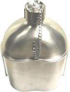 GI Military Grade Stainless Steel Canteen & Kidney Style Cup (with 12 Lobe Stainless Steel Cap) | Portable Water Bottle for Trips, Hiking, Camping and Outdoor Activities | 1 Quart