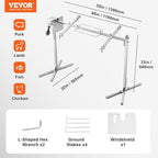 VEVOR Electric BBQ Rotisserie Grill Kit, 52 Inch 88 lbs Capacity, Automatic 38W Motor Height Adjustable Universal Roaster Stand, Stainless Steel Grilling Kit, Spit Rod with Heat Shield for Pig Lamb