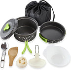 Portable Camping Tableware Cooking Set Outdoor cookware pan Pot Bowl Spoon Fork Utensils for Hiking Picnic Travel Wild campismo