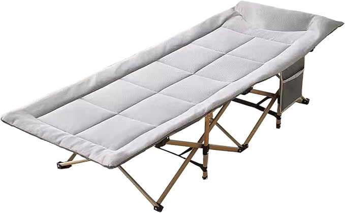 Folding Camping Cot for Adults Heavy Duty Outdoor Bed with Carry Bag Layer Travel Camp Cots Portable Cot Extra Wide,Portable Bed for Adults Travel, Ice Silk Fabric Comfortable Headrest Good