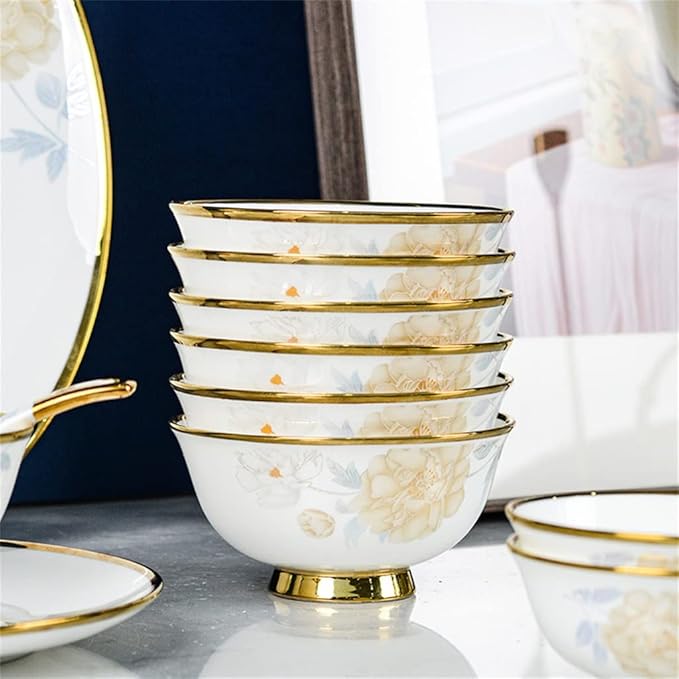 Tableware Set Chinese Household 60 Piece Ceramic Bowl and Dish Set