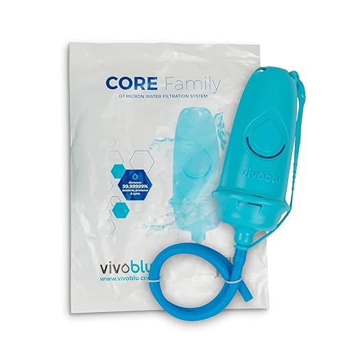 VivoBlu Core Family Filter Emergency Water Filtration System: Gravity Water Filter for Camping, Backpacking, and Hiking - Travel Filter for Purification Outdoors or in Emergencies