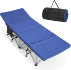 Slsy Camping Cot with 2" Memory Foam Mattress, Upgraded Padded Folding Cot Bed with Carry Bag, Portable Sleeping Cot for Camping, Travel, Beach & Hiking