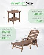 Domi Pool Lounge Chairs Set of 2 with Table, HDPE Outdoor Chaise Lounge Chairs for Outside, Pool Loungers for Poolside, Patio, Sunbathing Tanning, Brown
