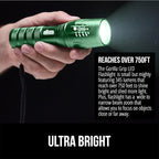 GORILLA GRIP Powerful LED Tactical Flashlight, 750 FT High Lumens 5 Adjustable Modes, Water Resistant, Ultra Bright Zoom Flashlights, Small Mini Flash Light, Camping, Night Dog Walking, Green