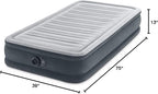 Intex Twin Size Dura Beam Deluxe Comfort Plush Air Mattress with Fiber Tech Construction, Built in Pump, and Portable Storage Case, Gray (2 Pack)