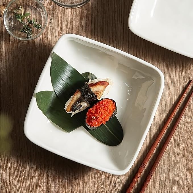 Camping Plates Ceramic Square Dinner Plate Household Dish Hotel Tableware Snack Bowl Cold Decorative Plate