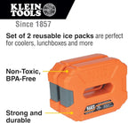 Klein Tools 62811 Reusable Ice Packs for Cooler Bags and Lunch Boxes, Interlocking Design, Heavy Duty for Daily Use, Quick Freeze, 2-Pack