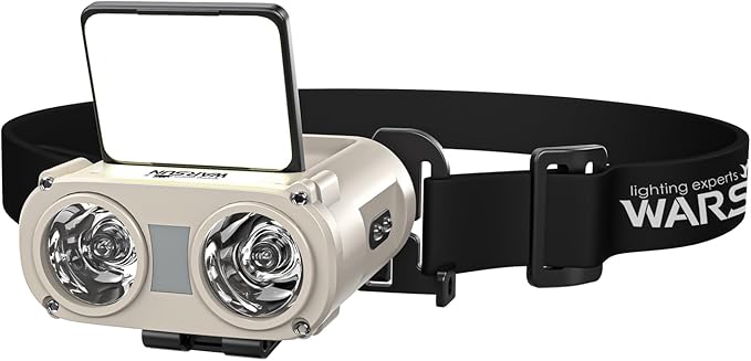 WARSUN Rechargeable Fishing Headlamp – 800 Lumens LED Headlight with 90° Adjustable COB Panel, Motion Sensor, 5 Modes, Ideal for Night Fishing, Camping, Hiking, Emergency