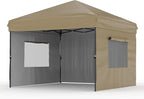 GarveeHome 10x10 Pop Up Canopy Tent Outdoor Canopy One-Person Set Up Heavy Duty Commercial Instant Tent Shelter, 3-Sidewall, Events, Parties, Camping, Black