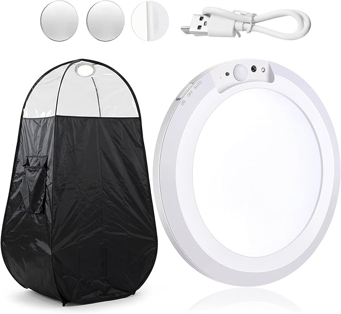 1 Set Spray Tan Tent Light 5000 mAh Rechargeable Portable Camping Lantern with Magnet Nano Adhesive for All Tanning Tent Power Outages, Hiking, Emergency