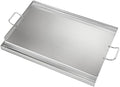 LotFun 23" x 16" Stainless Steel Cooking Griddle for Outdoor Gas Grill, Universal Griddle Flat Top Plate Insert with Grease Groove and Removable Handles for Electric/Charcoal/Gas Grill, Camping,Party