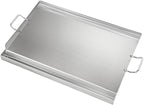 LotFun 23" x 16" Stainless Steel Cooking Griddle for Outdoor Gas Grill, Universal Griddle Flat Top Plate Insert with Grease Groove and Removable Handles for Electric/Charcoal/Gas Grill, Camping,Party