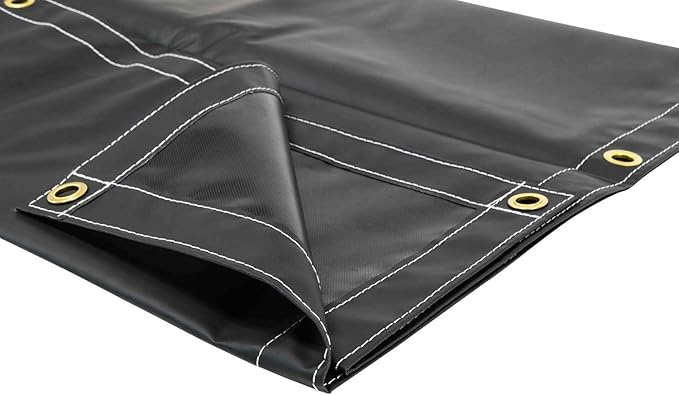 Mytee Products 8' x 10' Heavy Duty Black 18oz Vinyl Utility Tarp Waterproof, Multipurpose, Cars, Boats, Campers, Pool Cover, Tent