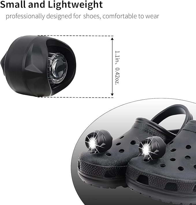 Vergissm Rechargeable Flashlights Compatible with Croc, 2 PCs LED Headlight, Waterproof Hands Free Flashlights with 3 Lighting Modes, Novelty Shoe Lights for Camping (Green)