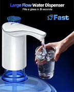 Electric Water Bottle Dispenser for 3-5 Gallon Jug, Automatic USB-C Water Jug Dispenser, Portable Upgraded Submersible Water Pump,High-Power & Silent Operation for Camping Home Office Bedroom