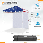 EAGLE PEAK Commercial Canopy 6.6x6.6 Pop Up Canopy Tent with 1 Sidewall, Easy Setup Heavy Duty Instant Event Shelter for Vendors & Markets, Outdoor Sun Shade, American Flag