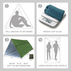 1-Pack Survival Life Tent - 1Person Mylar Shelter, Tube Tent with Paracord, All-Weather for Camping, Hiking, Survival Kits-Yellow