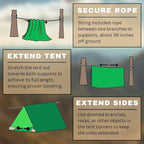 Emergency Zone Reflective & Green Survival 2 Person Tube Tents. Available in 1, 2, 3, 48 Packs. (Green, 2)