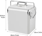 VINGLI 14qt Small Insulated Portable Cooler, Retro Vintage Classic Style Hard Metal Cooler for Barbeques, Camping, Fishing and Picnics