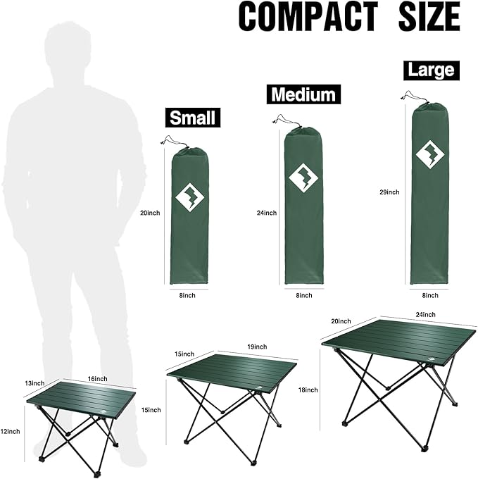 VILLEY Portable Camping Side Table, Ultralight Aluminum Folding Beach Table with Carry Bag for Outdoor Cooking, Picnic, Camp, Boat, Travel