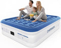 Queen Air Mattress with Built-in Pump, 18" Raised Comfort, 48Hr Leak-Proof Test, Upgraded Honeycomb Pillar Design, Supports 800 lbs, 3-Min Inflation-Inflatable Bed for Home Guests-Blue