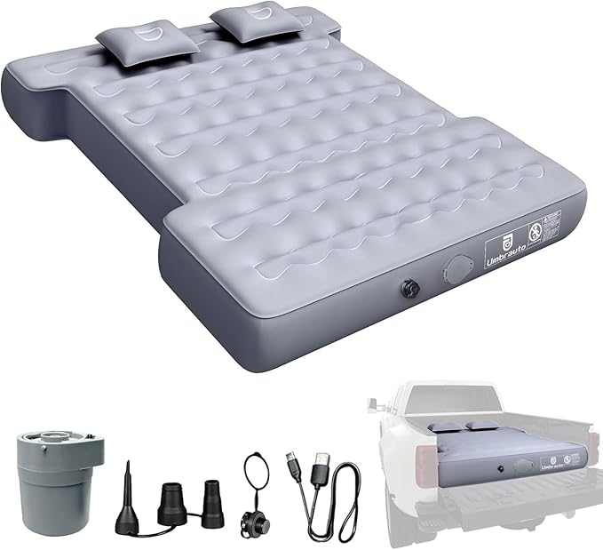 Umbrauto Truck Air Mattress for 5.5-5.8ft Full Size Short Bed, Self-Inflating Suede Surface Truck Camping Airbed for Pickup Tent Outdoor Travel Sleeping